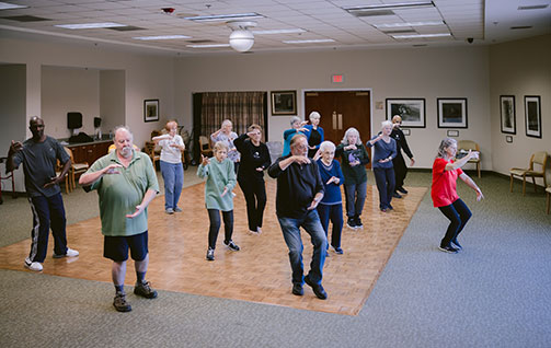 Residents participating in a dance class. Links to Gifts from Retirement Plans retirement.jpg